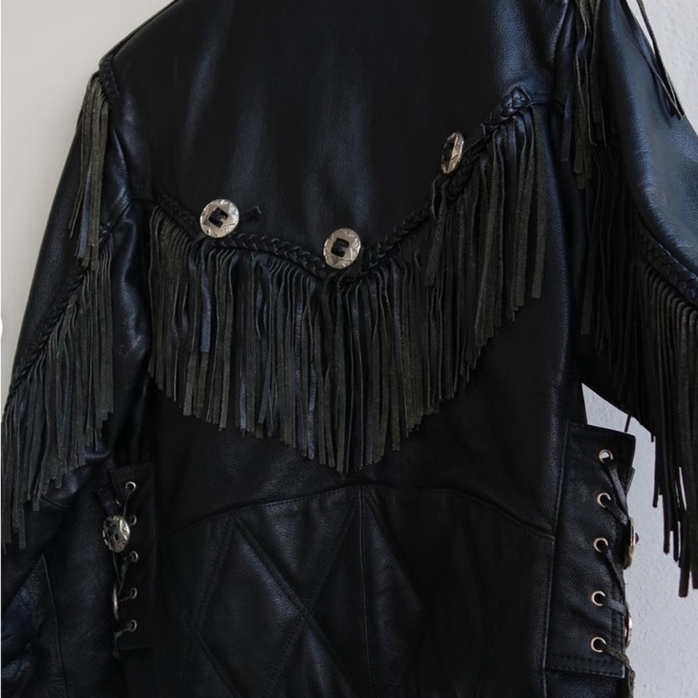 vintage genuine heavy leather motorcycle jacket  size large
